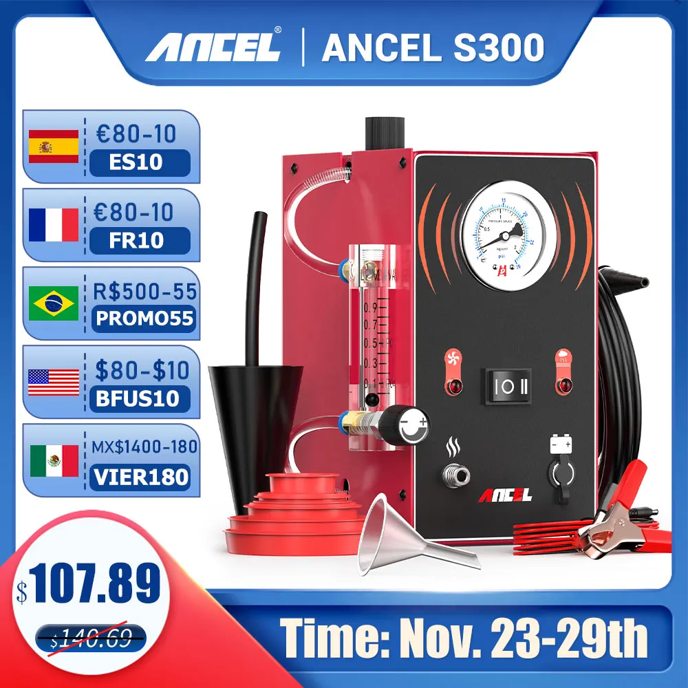 ANCEL S300 Car Smoke Leak Detector EVAP Pipe Smoking Generator Pipe ...